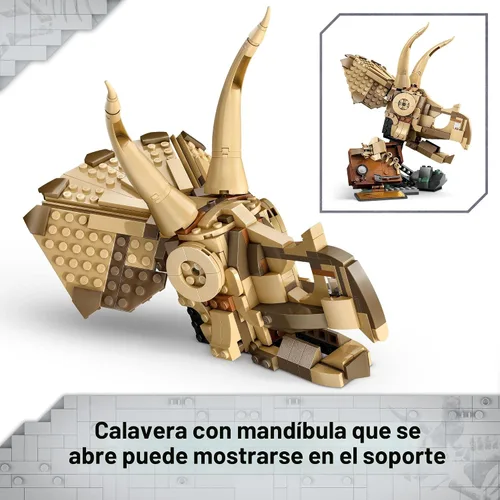 Vista 4 de LEGO Jurassic World Fósiles de Dinosaurio Cráneo de Triceratops Juguete - Juguete de Dinosaurio Conjunto de Construcción de Fósiles para Niños