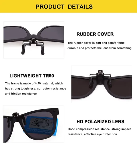 Vista 3 de Gafas de sol polarizadas con clip en gafas de sol con protección UV de gran