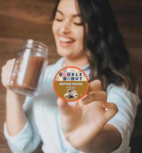 Vista 115 de Double Donut Coffee Cápsulas de Café Half Caff, Cápsulas de Café de Media Cafeína de Porción Individual para Cafeteras Keurig K Cup, Tostado Medio