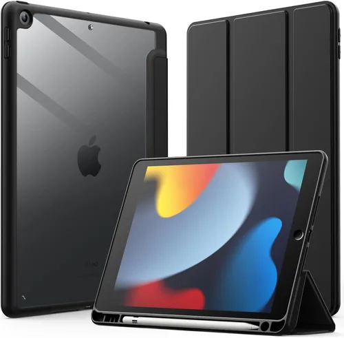 Vista 13 de JETech Funda para iPad de 10.2 pulgadas (9ª/8ª/7ª generación, 2021/2020/2019) con soporte para lápices, carcasa trasera transparente, soporte