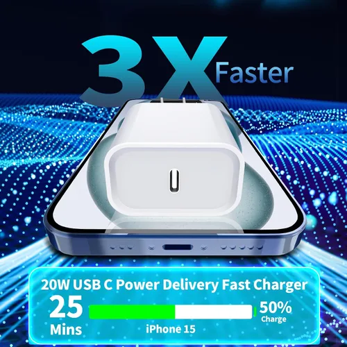 Vista 3 de [Certificado MFi de Apple] Cargador de carga rápida para iPhone 17, paquete de 4 cargadores Stuffcool PD 20 W, USB C, adaptador de corriente Rayas