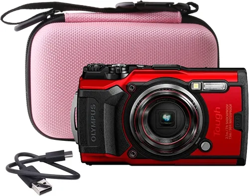 Vista 6 de Estuche rígido para cámara digital Olympus Tough TG-7/TG-6/TG-5/TG-4 (rosa)