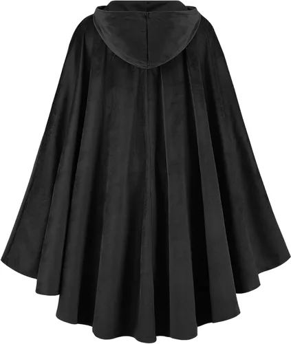 Vista 3 de Renaissance Cloak with Hood Medieval Velvet Hooded Cape Victorian Hooded Cloak Halloween Costume for Boys Girls