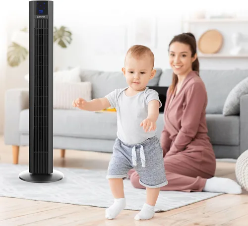 Vista 3 de Lasko Xtra Air Ventilador de torre oscilante de 4 velocidades, negro, 48