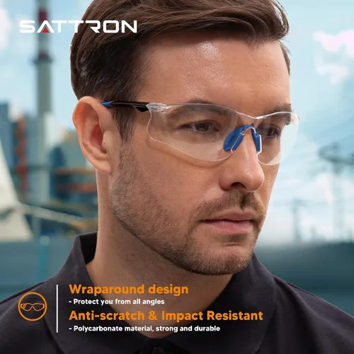 Vista 2 de Gafas de seguridad transparentes, paquete de 3, gafas protectoras con protección UV ANSI Z87.1, gafas de seguridad resistentes a arañazos e