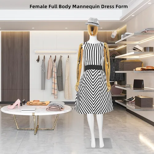 Vista 6 de Maniquí femenino de cuerpo completo, modelo de vestido de costura de torso maniquí, soporte de maniquíes desmontables de plástico ajustable de 70