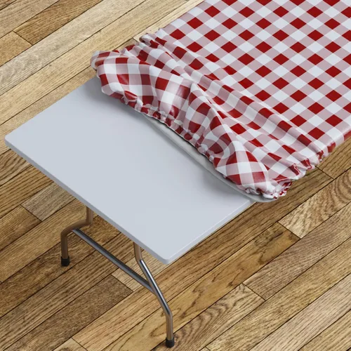 Vista 16 de Sorfey Mantel ajustado con elástico, vinilo con parte trasera de franela, se adapta a mesa de 24 x 48 pulgadas, rectangular, a prueba de agua, fácil