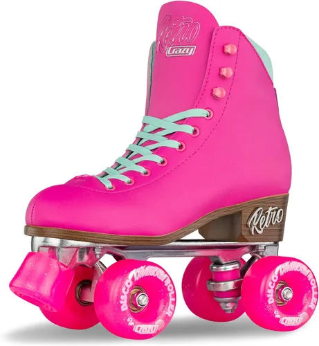 Vista 12 de Crazy Skates Retro Roller Skates Adjustable or Fixed Sizes Classic Quad Skates for Men, Women and Girls Negro (ajustable)