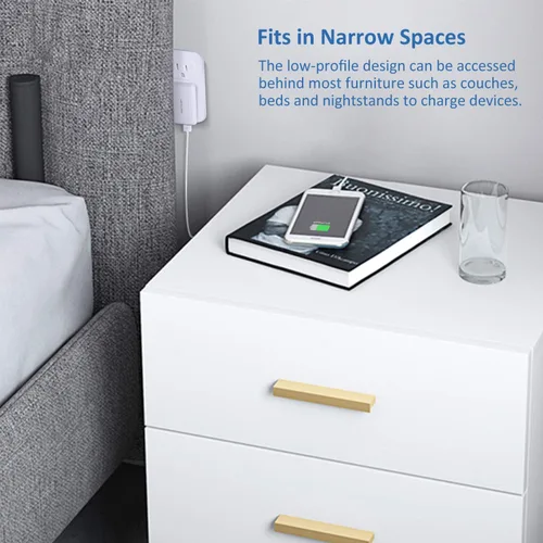 Vista 4 de Cargador de pared delgado, paquete de 2 cargadores de pared USB-A de doble puerto de 3A/5V con enchufe plegable, enchufe de pared USB doble plano