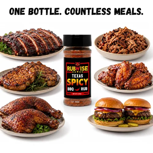 Vista 4 de RubWise Texas Style Spicy BBQ Rub, sin condimento MSG, 6.25 onzas