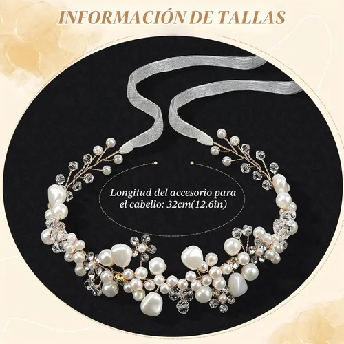 Vista 2 de Accesorio para el cabello de niña de las flores, accesorio para el cabello de boda para mujer, accesorios irregulares para el cabello de perlas