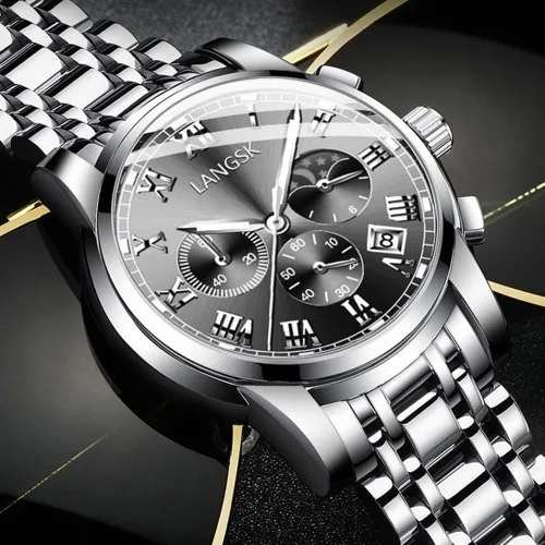 Vista 2 de Relojes luminosos de cuarzo para hombre con fecha y 3 ojos ornamentales