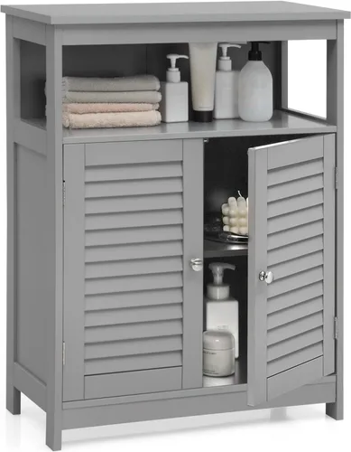 Vista 10 de MAT EXPERT Gabinete de madera independiente con estante ajustable de 3 posiciones, entrada, pasillo, sala de estar, 23.5 pulgadas de largo x 12