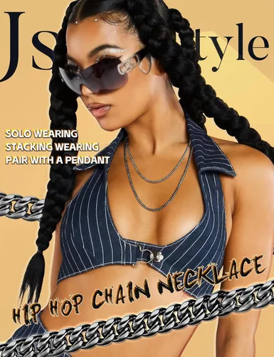 Vista 4 de Jstyle Cuban Link Chain for Men Women 316L Stainless Steel Chain Necklace 3.5mm Non Tarnish Necklaces Black Silver Gold Tone Chains 1618202224262830