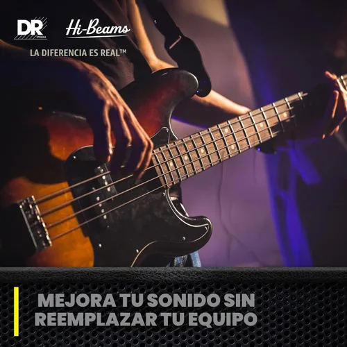 Vista 3 de DR Strings - Hi-Beams - Juego de cuerdas para bajo de 4 cuerdas - Mediano 45-105 - Núcleo redondo de acero inoxidable - Accesorios para bajo (MR-45)