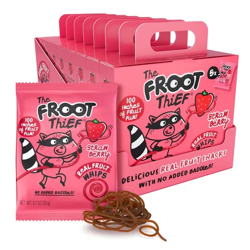 Vista 14 de THE FROOT Thief Golosinas de fruta real, sin frutos secos, perfectas para almuerzos escolares, bolsas individuales para niños, manzana, paquete de 5
