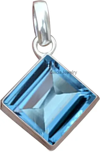 Vista 21 de Colgante de plata de ley 925 maciza para hombres y mujeres, auténtico ónix negro plano, cuadrado, colgante único hecho a mano para ella y él