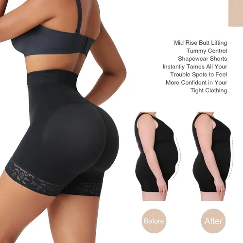 Vista 2 de FeelinGirl Braga moldeadora de cuerpo para mujer con control de abdomen y cierre de cremallera de gancho