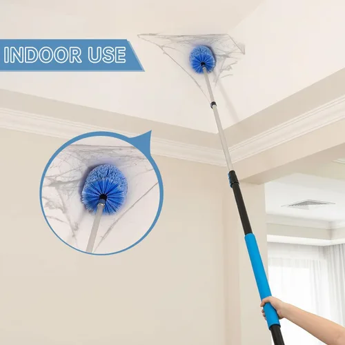 Vista 6 de MAYKI Cepillo de cabeza para plumero de telaraña, 1 unidad, se adapta a postes roscados estándar de 3/4 pulgadas, accesorio para limpieza