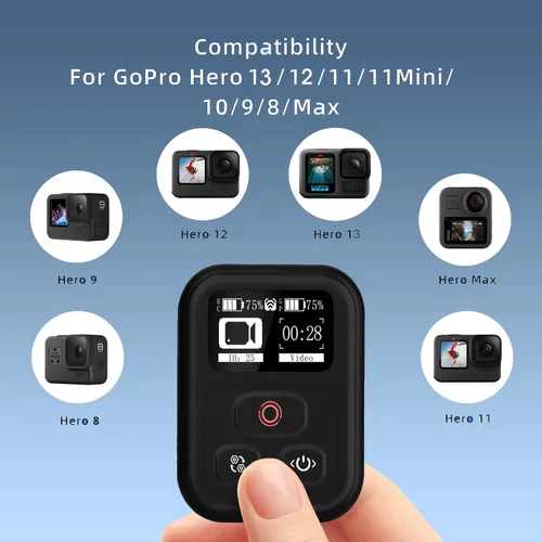 Vista 7 de YDW Accesorios de control remoto para GoPro Hero Black 13/12/11/11Mini/10/9/8/Max, rango de control inalámbrico de 269 pies, pantalla OLED Disply