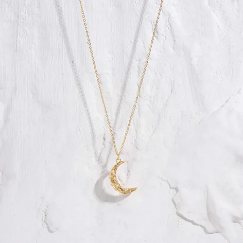Vista 6 de Collar de estrella de luna en capas con circonita cúbica chapada en oro de 14 quilates, delicado dije de luna creciente, collar de disco de moneda