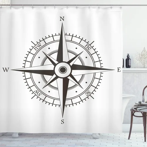 Vista 121 de Ambesonne Decor Collection, juego de cortina con ganchos para regadera Amarillo y marrón