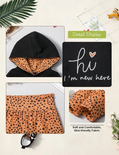 Vista 3 de KANGKANG Ropa para bebé recién nacida, manga larga, sudadera con capucha, pantalones, ropa para otoño e invierno