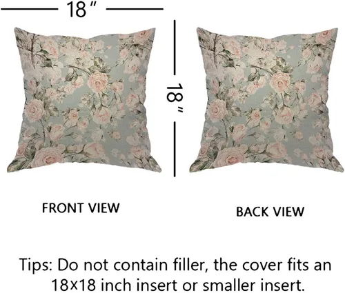 Vista 5 de EKOBLA Funda de cojín cuadrada con diseño de rosas de acuarela, diseño de flores vintage, diseño botánico, acogedor, para hombres, mujeres, niños