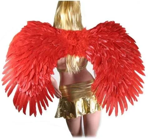 Vista 2 de Sacas Super Grande color rojo de plumas alas de ángel wFree Halo para hombres mujeres y adultos