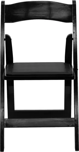 Vista 8 de HERCULES™ silla plegable de madera blanca, con asiento acolchado, Vidrio, Negro