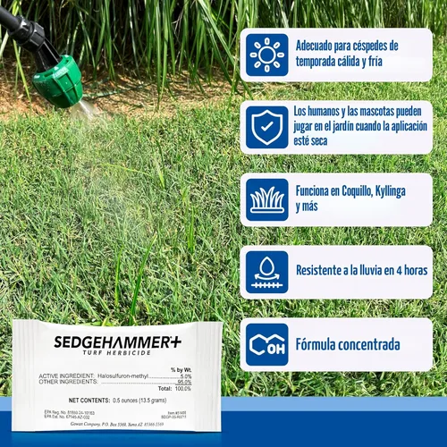 Vista 9 de Plus - Herbicida para césped - Mata nuez morada y amarilla para césped con surfactante premezclado, mezcla herbicida segura para césped y mascotas