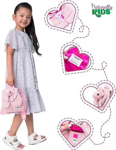 Vista 5 de Naturally KIDS Mini mochila de dinosaurio mochila muy pequeña para niñas y niños juguetes de dinosaurio para niños de 3 a 5 años mochila rosa
