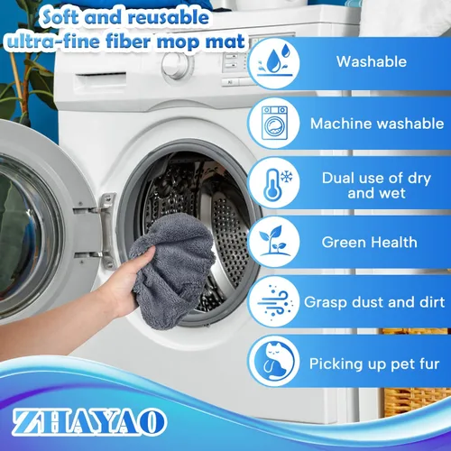 Vista 4 de 6 almohadillas de microfibra reutilizables compatibles con Swiffer Sweeper, paños de barrido en seco y paños húmedos, almohadillas lavables