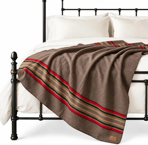 Vista 9 de Pendleton Yakima Camp Blanket Full Queen 90" x 90" - Wool Cotton Lago