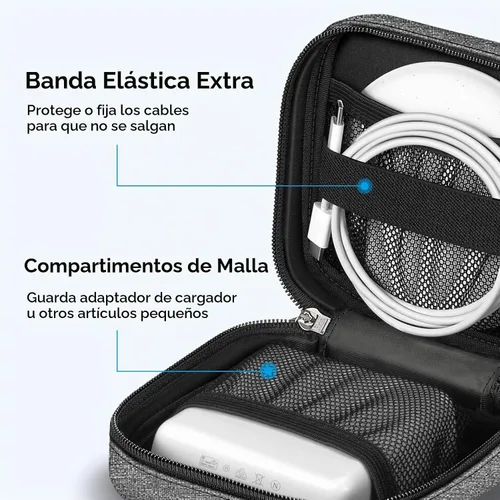 Vista 3 de FINPAC Funda de cargador para MacBook, pequeña bolsa organizadora Negro y gris
