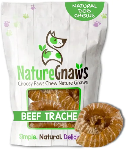 Vista 10 de Nature Gnaws Masticables de tráquea de ternera para perros de 3 pulgadas (12 unidades) – Huesos masticables naturales crujientes de larga duración