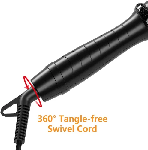 Vista 6 de Plancha rizadora de cabello Wazor1.5 pulgdas, rizadora cónica de cerámica, pantalla digital, vara de rizado con ajuste de temperatura y apagado