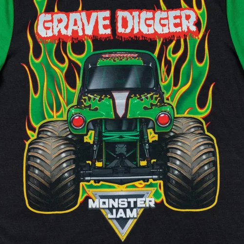 Vista 5 de Monster Jam Trucks Grave Digger SizeRangeDescription1 Camisas de pijama y pantalones cortos de pijama TallaDescription1