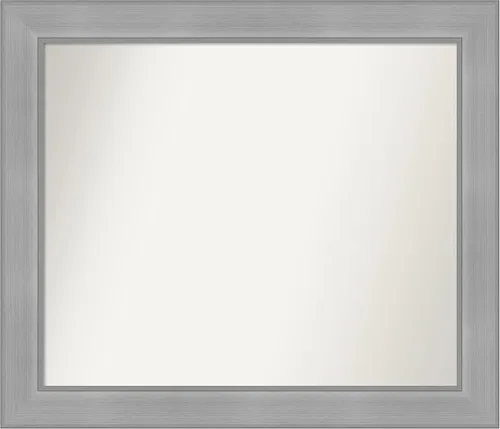 Vista 549 de Amanti Art Espejo de baño plateado para sobre el fregadero, 24 x 24 pulgadas, espejo cuadrado de peltre forjado a medida, marco de madera casual