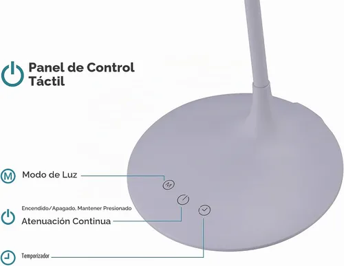 Vista 3 de PureOptics LED VLED1819-BD - Lámpara de escritorio LED con batería, regulable con temperatura de color ajustable, duración de la batería de 4 horas