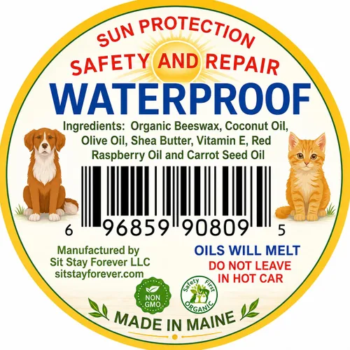Vista 5 de Sit Stay Forever - Protector solar orgánico para perros y gatos, protector solar para perros, esenciales para la playa para perros, crema