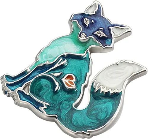 Vista 4 de DOWAY Broche de zorro esmaltado floral para mujer, encantos de joyería de moda