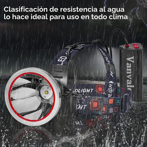 Vista 5 de Linterna frontal LED recargable súper brillante, luz frontal resistente al agua IPX4 con cargador, linterna ultra brillante lámpara de caza