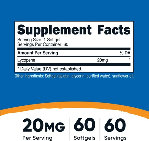 Vista 2 de Nutricost Licopeno (20 mg) 60 cápsulas blandas, sin gluten, sin OMG