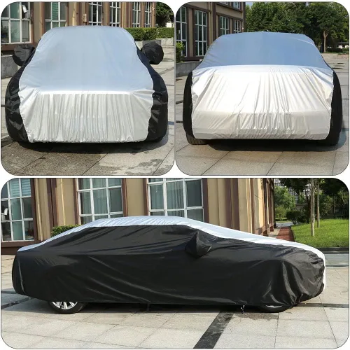 Vista 4 de Coverado - Funda impermeable para coche Hatchback para todo tipo de clima, cubiertas exteriores completas, protección contra nieve, viento y rayos