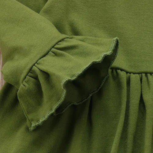 Vista 4 de Conjunto de ropa de invierno para niñas pequeñas, con volantes, con parte superior de túnica a rayas, 2