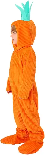 Vista 5 de shyhand Pijama con capucha de conejo de Pascua, diseño de zanahoria, unisex, disfraz de animal de una pieza para niños y niñas de 4 a 10 años