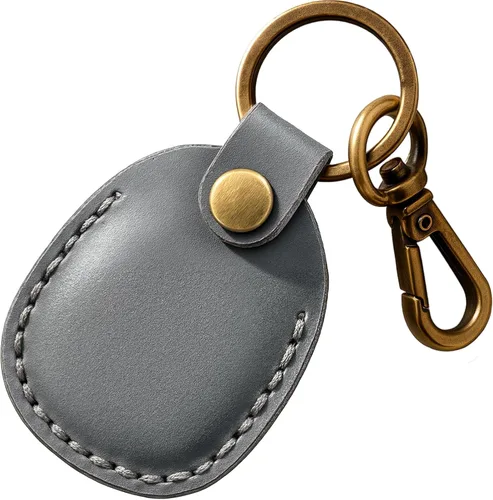 Vista 17 de Llavero de Airtag de cuero genuino, llavero portátil de Air tag con anillos para llaves, funda de cobertura oculta completa compatible con Airtag