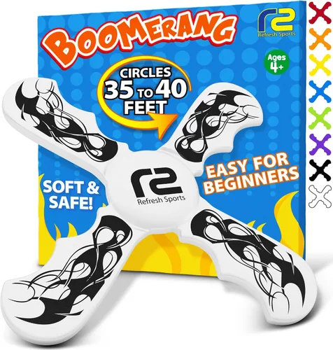 Vista 13 de Divertido boomerang para niños, suave y fácil de usar, juguetes al aire libre para niños o adultos, el mejor regalo para niños y niñas de 6, 7, 8