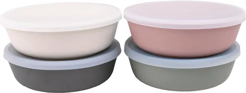 Vista 17 de WeeSprout Cuencos de bambú para niños con tapas, juego de cuatro cuencos de tamaño para niños 10 oz, para cereales, sobras y bocadillos, aptos